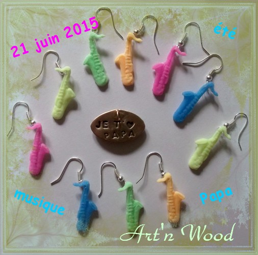 Fête des Pères, Fête de la Musique, 1er jour de l`été: bon 21 juin 2015! Art`n Wood, créatrice de bijoux artisanaux, sculptures et cadeaux personnalisés en matières naturelles, objet souvenir festif